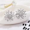 S925 silver needle fashion personality crystal stud earrings femininity exaggerated simple earrings versatile flower diamond ear jewelry