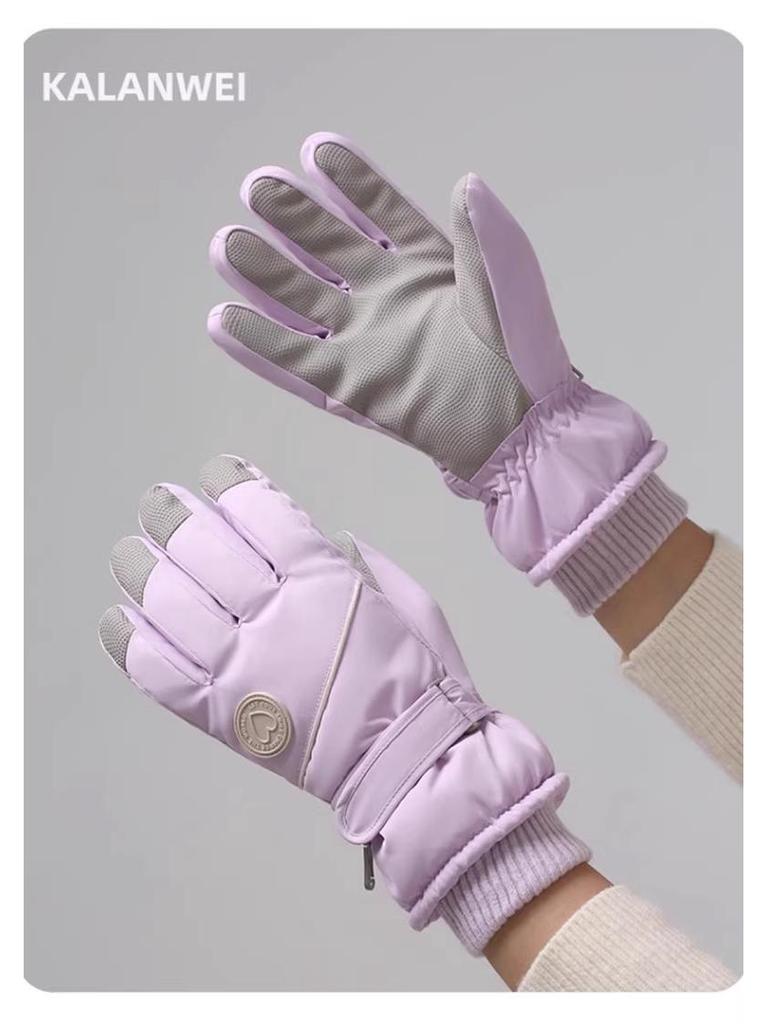 Women's Ski Gloves 2025: Velvet-Lined, Warm, Touchscreen Electric Bike Gloves for Autumn/Winter.