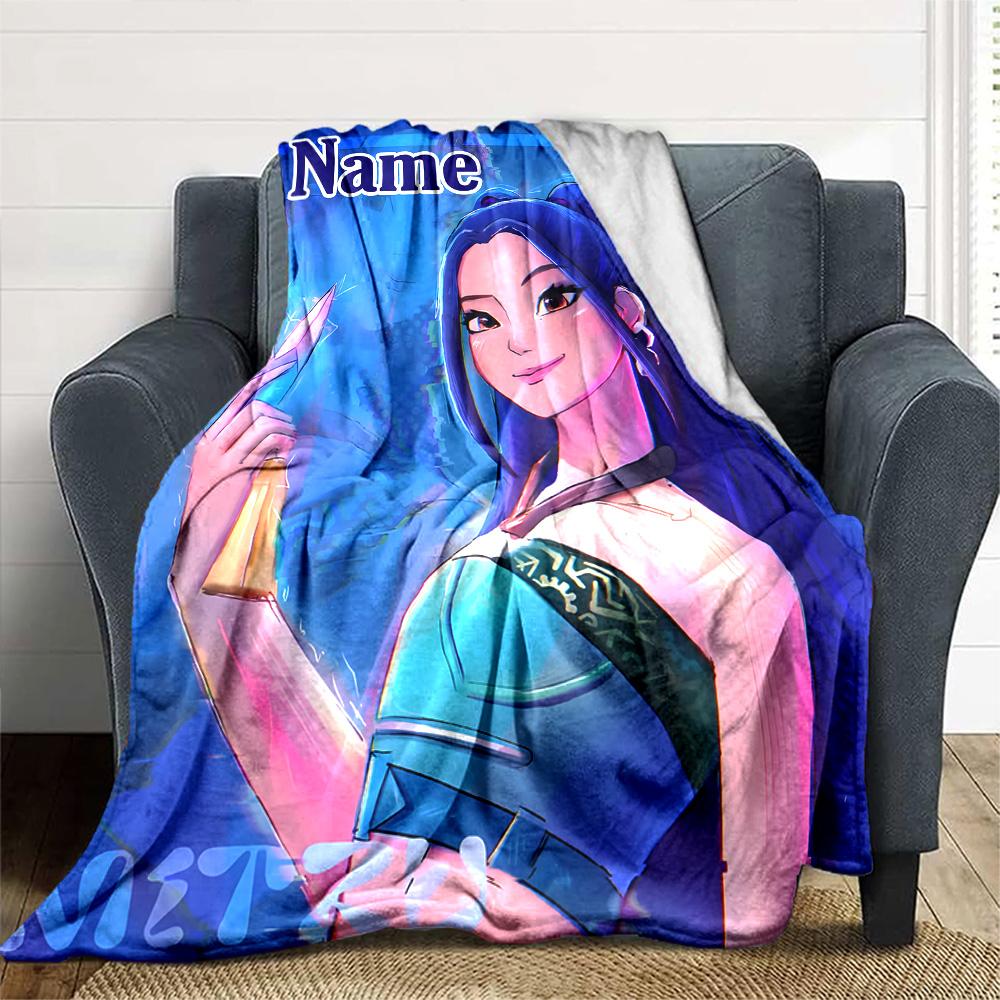 Customizable KPop Demon Hunters51 Throw Blanket – Personalized Name, All-Season Cozy Snug Blanket, Machine Washable, Personalized Blanket