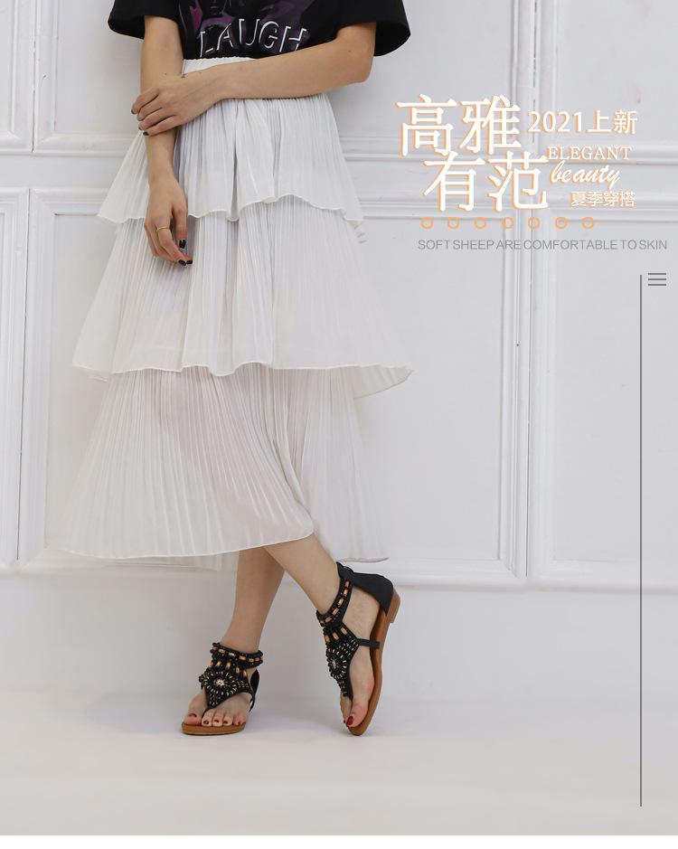 - Holiday pinch sandals women, summer new European and American fashion versatile wedge heel rhinestone Roman sandals