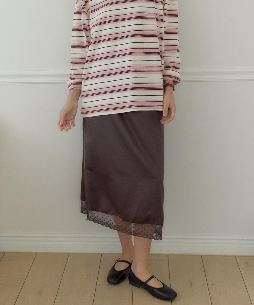 Our Hope Satin Lace String Skirt - Brown