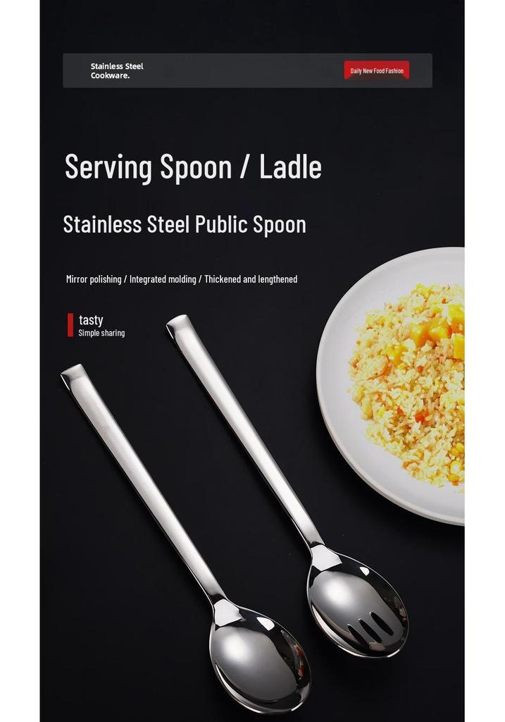 High-Grade 304 Stainless Steel Slotted Portioning and Serving Spoon for Hotels and Restaurants