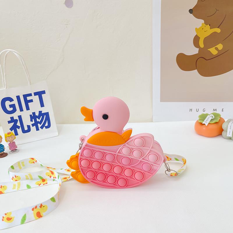 Dziecięca urocza urocza torba listonoszka z kaczką kontrola szczurów pionier prasy uszczypnięcie muzyka silikonowa torba dziewczynka małe dziecko dziecko torba na drobiazgi