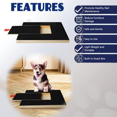 Hunde Krallen Kratzpad mit Leckerli Box Holz Hunde Nagelfeilenbrett Snack