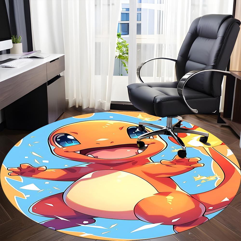 1pc Charmander Pokémon Office Round Area Rug, Indoor Mat Suitable For Office,Bedroom Living Room Home Decor, Room Deco a0928202