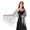 Lace & Sequins Shawl Wraps for Evening Dresses Wedding Decoration Scarf Elegant Hijab Cover for Ramadan Festivals Women's Modest Fashion Floral Shawl