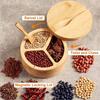 Bamboo Seasoning Box With Spoon Rotating Cover Spice Box Seasoning Container Sugar Salt Pepper Jar Condiments Picnicking Gadget