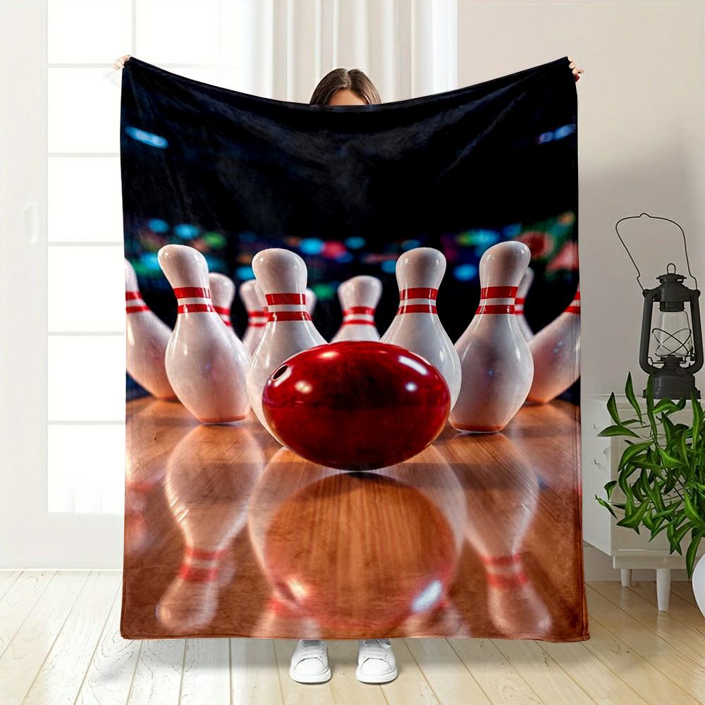 Bowling Pins and Striking Ball Design Blanket Flannel blanket for bedroom, living room, sofa, and nap sofas.