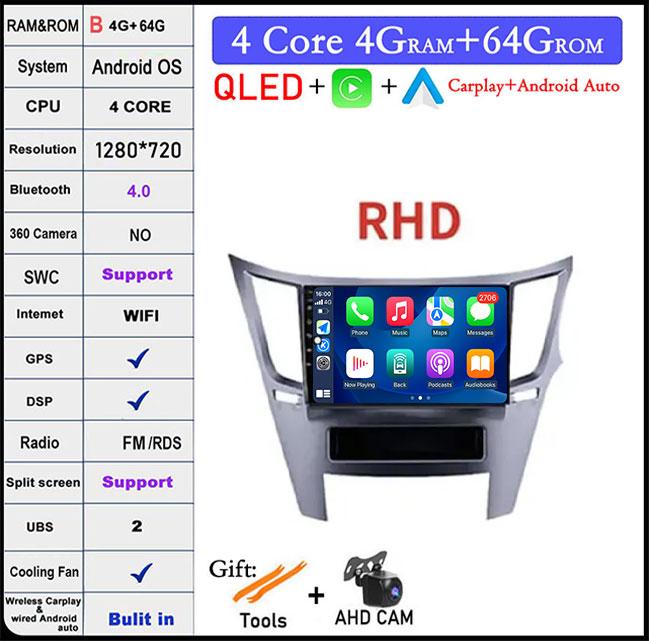 9'' Android 14 For Subaru Outback 4 Legacy 5 2009-2014 RHD Car Radio GPS Screen Navigation Radio Player Multimedia Video Stereo