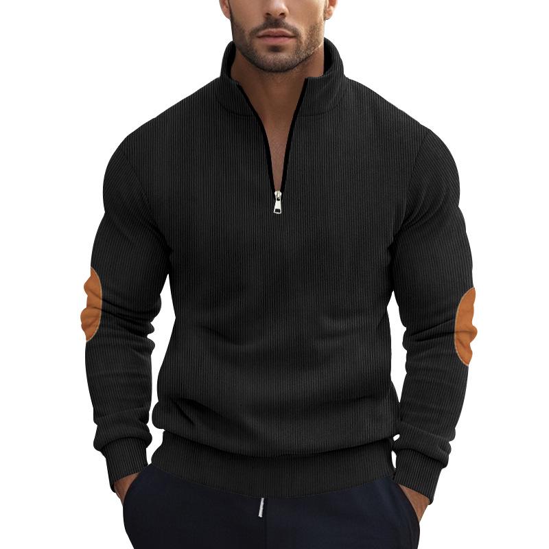 Men's Corduroy Half-Zip Stand Collar Long-Sleeve Hoodie - Autumn/Winter Collection