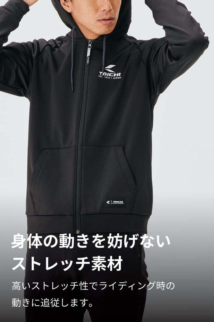 RS TAICHI Warm Ride Hooded Shirt RSU632 Gray Warm and for Autumn and Winter Motorcycle Women's WM, Full-Zip, Fleece-Lined, Stretch, Wear.