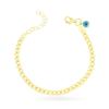 Sterling Silver Gourmet Bracelet With Evil Eye Detail, Cuban Chain For Woman, Turkish Silver Jewelry