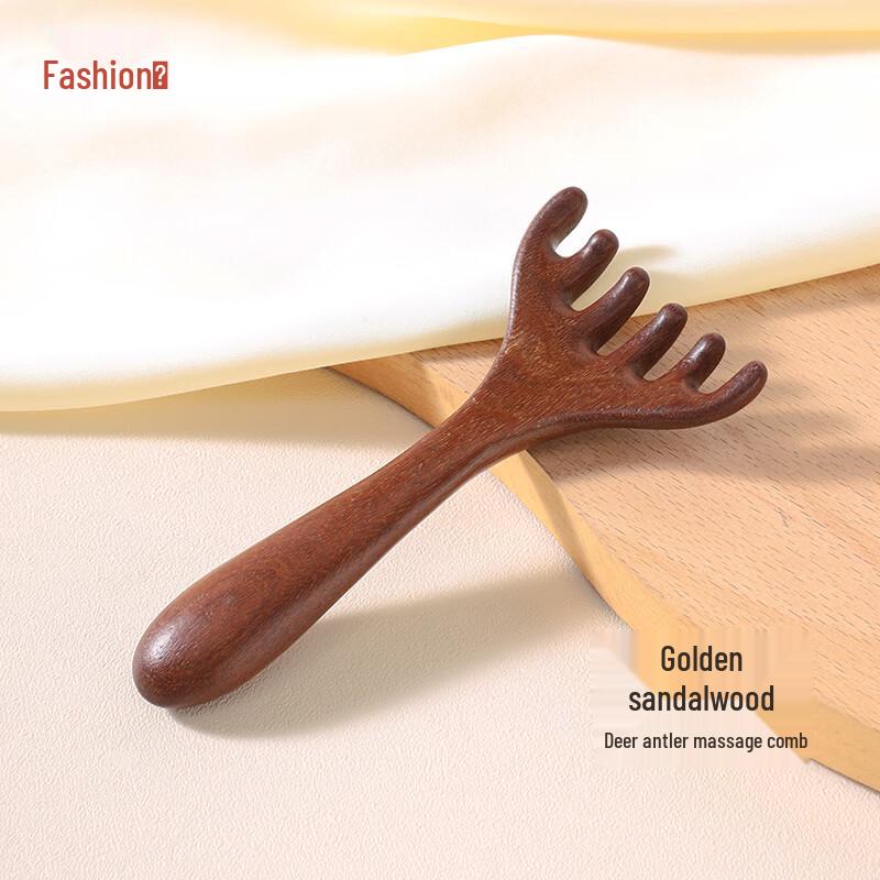 Timewell Golden Sandalwood Antler Head Massager Comb