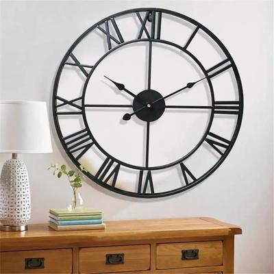 Moderné 3D veľké nástenné hodiny rímske číslice Retro okrúhle kovové železo Presné Tichý severský závesný ornament Dekorácia obývačky