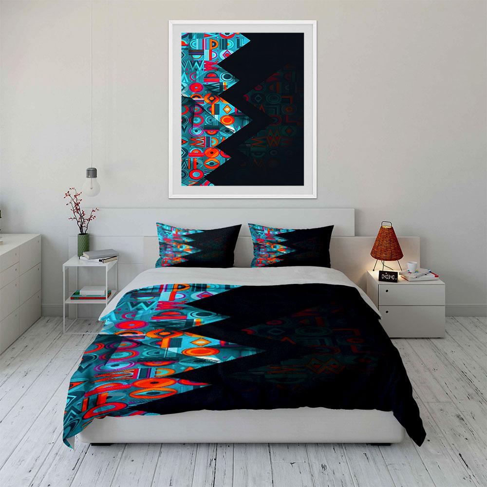 Geometric Shapes with Zigzags. Bedding Sets Duvet Cover Sets Duvet Covers Pillowcases(1*Duvet Cover 2*Pillowcases Without Duvet Insert)