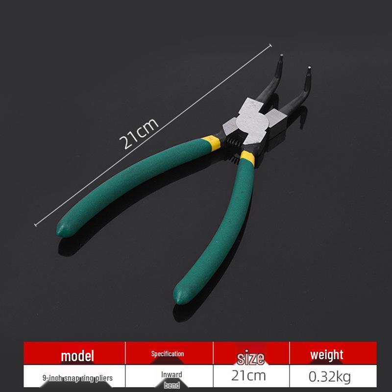 7-inch Snap Ring Pliers with Two-way Straight and Bent Jaws for Internal/External Use - Multi-function Expansion Shaft Holding Tool.