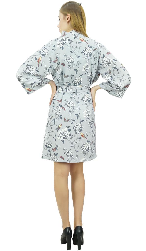 Bimba Women's Gray Floral Printed Georgette Bridesmaid Getting Ready