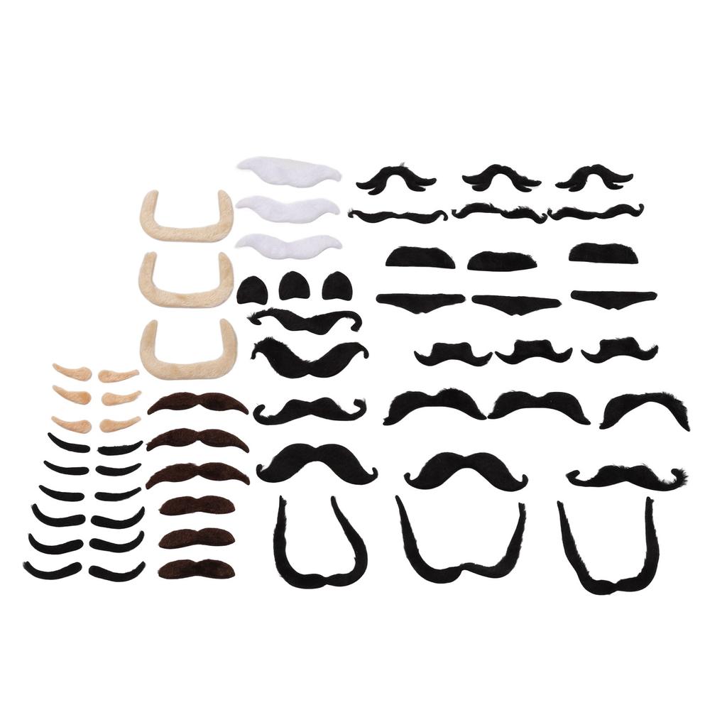 Conjunto Sobrancelha Barba Falsa Flanela Curta Sobrancelha e Bigode Artificiais com Adesivo nas Costas para Festa Temática