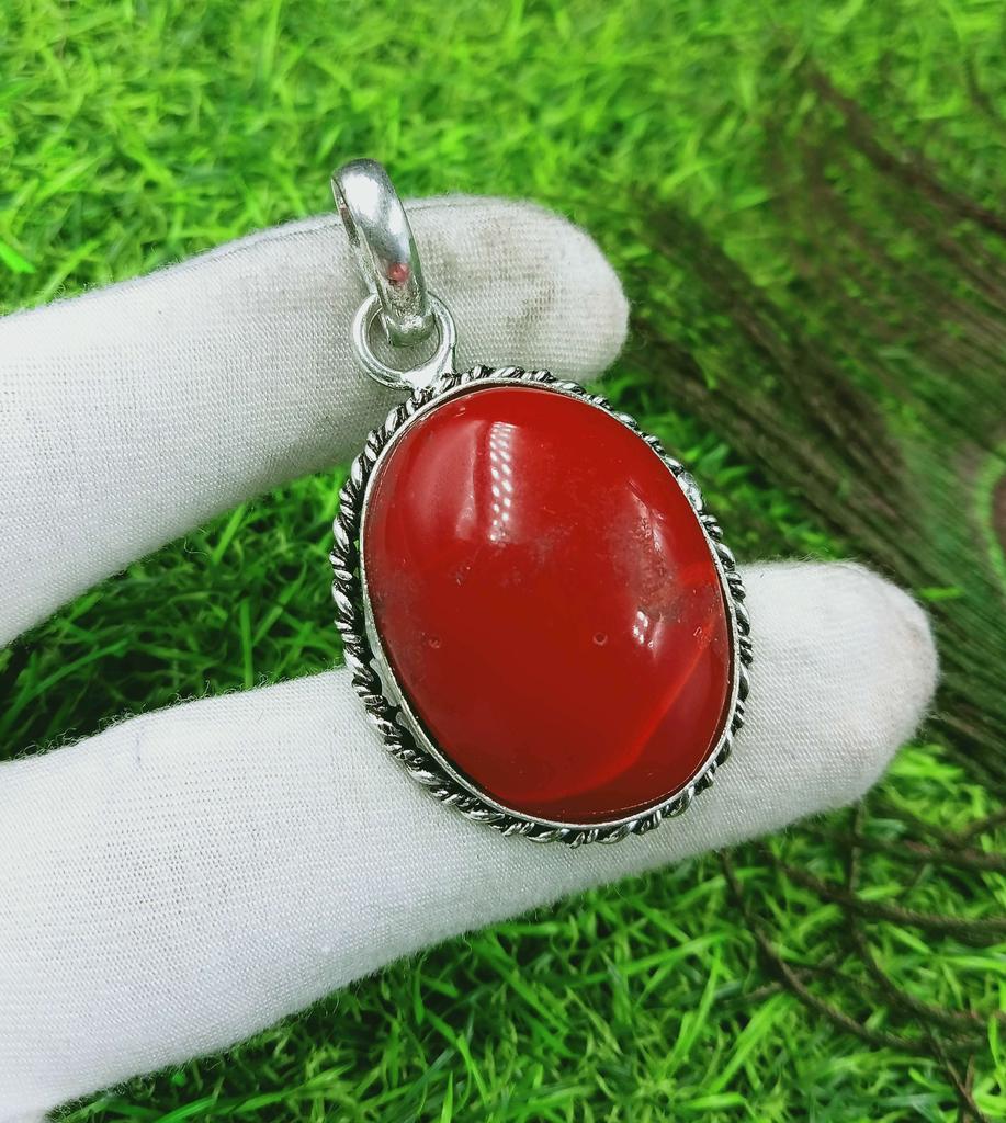 Купить Кулон с красным коралловым камнем 925 пробы с серебряным ...