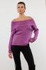 Women's Fashion Stylish Sweater Plum Soft Textured Carmen Collar Knitwear Sweater