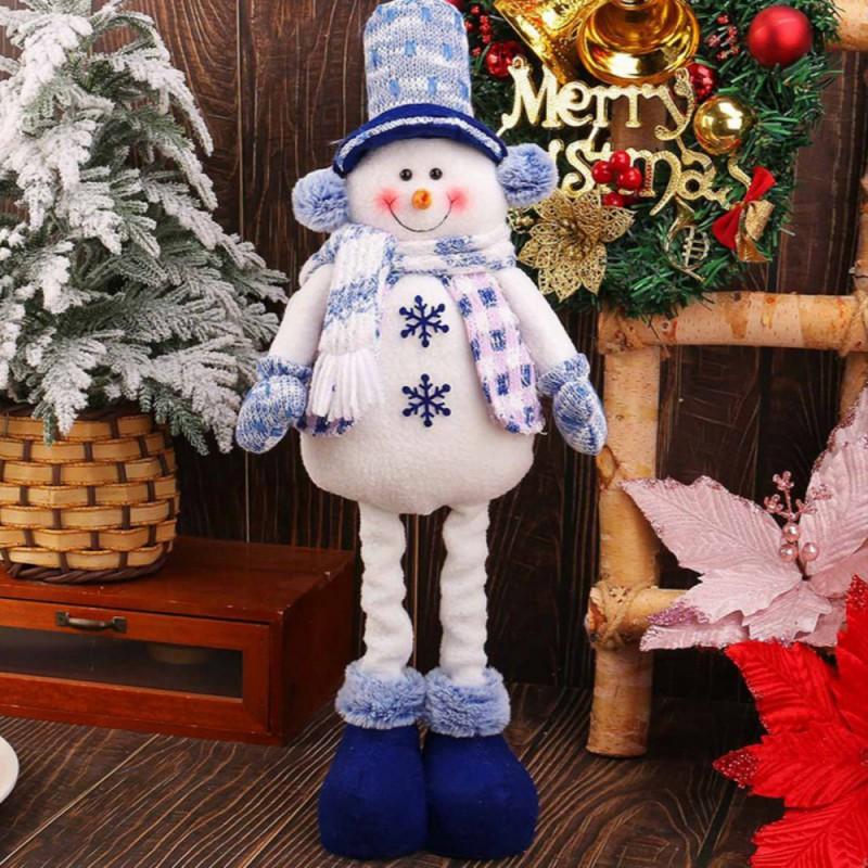 1PC Christmas Decorations Adjustable Extendable Snowman Reindeer Plush Dolls Home Tabletop Ornaments New Year Gifts
