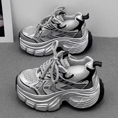 Dad Shoes 2025 Spring and Autumn New Fashion Mesh Shoes Casual Sports Shoes Versatile Thick-Soled Women's Shoes