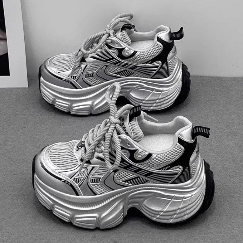 Dad shoes 2025 Spring and Autumn New Fashion Mesh Shoes Casual Sports Shoes Versatile Thick-Soled Women's Shoes