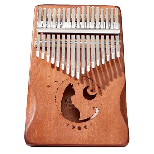 NOELAMOUR 17-Key Wooden Kalimba with Cute Cat Design, Perfect for Beginners, Thumb Piano, or Finger Piano (MoonCat Coffee)