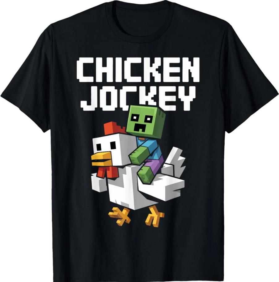 Chicken Jockey Pixel T-Shirt | Funny Gamer Graphic Tee | Unisex Casual S-4XL XXXXL