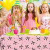 3Pcs Pink Bow Tablecloth,Black Bow Table Decor,Coquette Birthday Decorations Black,Disposable Waterproof Party Supplies for Girls Baby Shower,Bridal