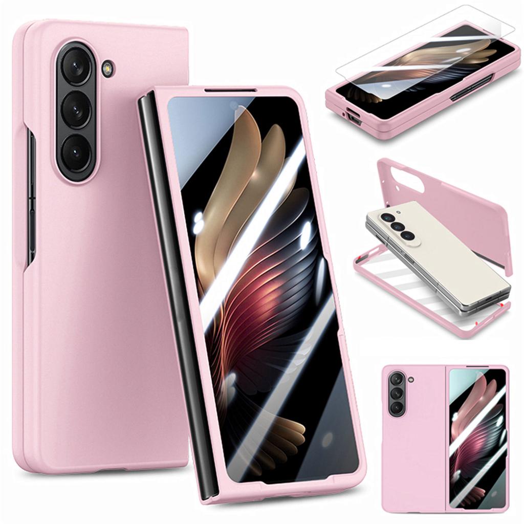 For Samsung Galaxy Z Fold6 5G Case Rubberized PC Phone Cover with Tempered Glass Film