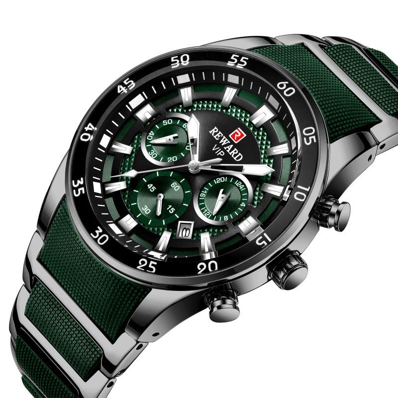 Rewd Multifunctional Sports Three-eye Watch Calendar Luminous Waterproof Solid Steel Belt M Men's Watch
