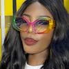 Oversized Rainbow Cat Eye Sunglasses Women For Men Luxury Brand Designer Vintage Sun Glasses Popular Punk Big Frame Eyeglasses