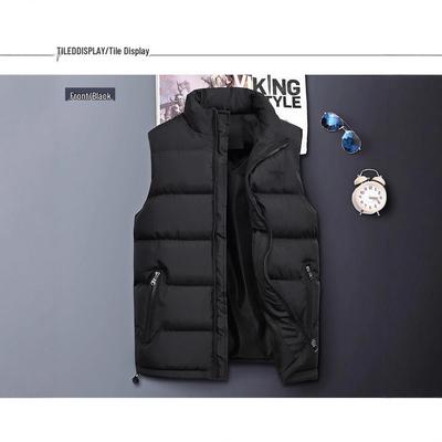 Men's Winter Warmth Down Cotton Vest: Thick, Cold-Resistant, Customizable Gilet LG