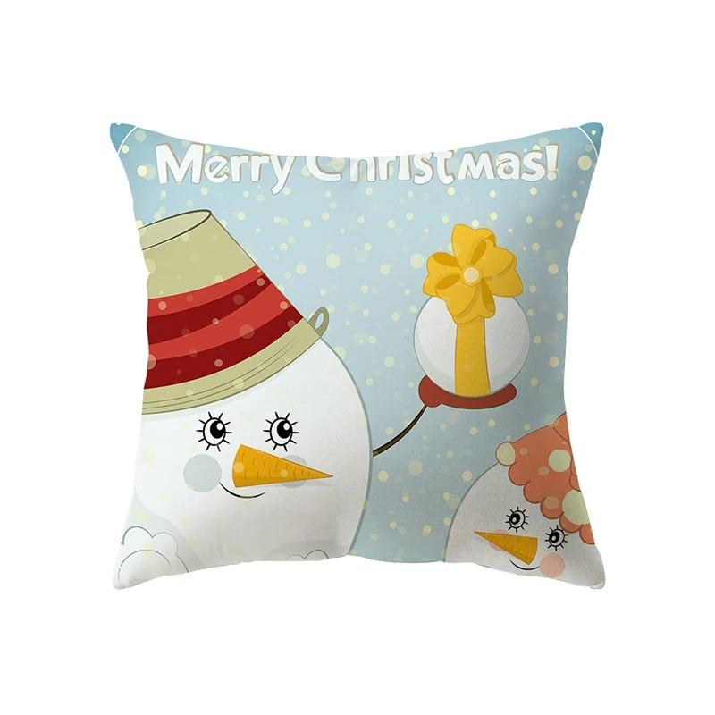 Cute Santa Claus Christmas Theme Printed Pattern Cushion Cover For Home Living Room Sofa Decoration Square Pillow Cover