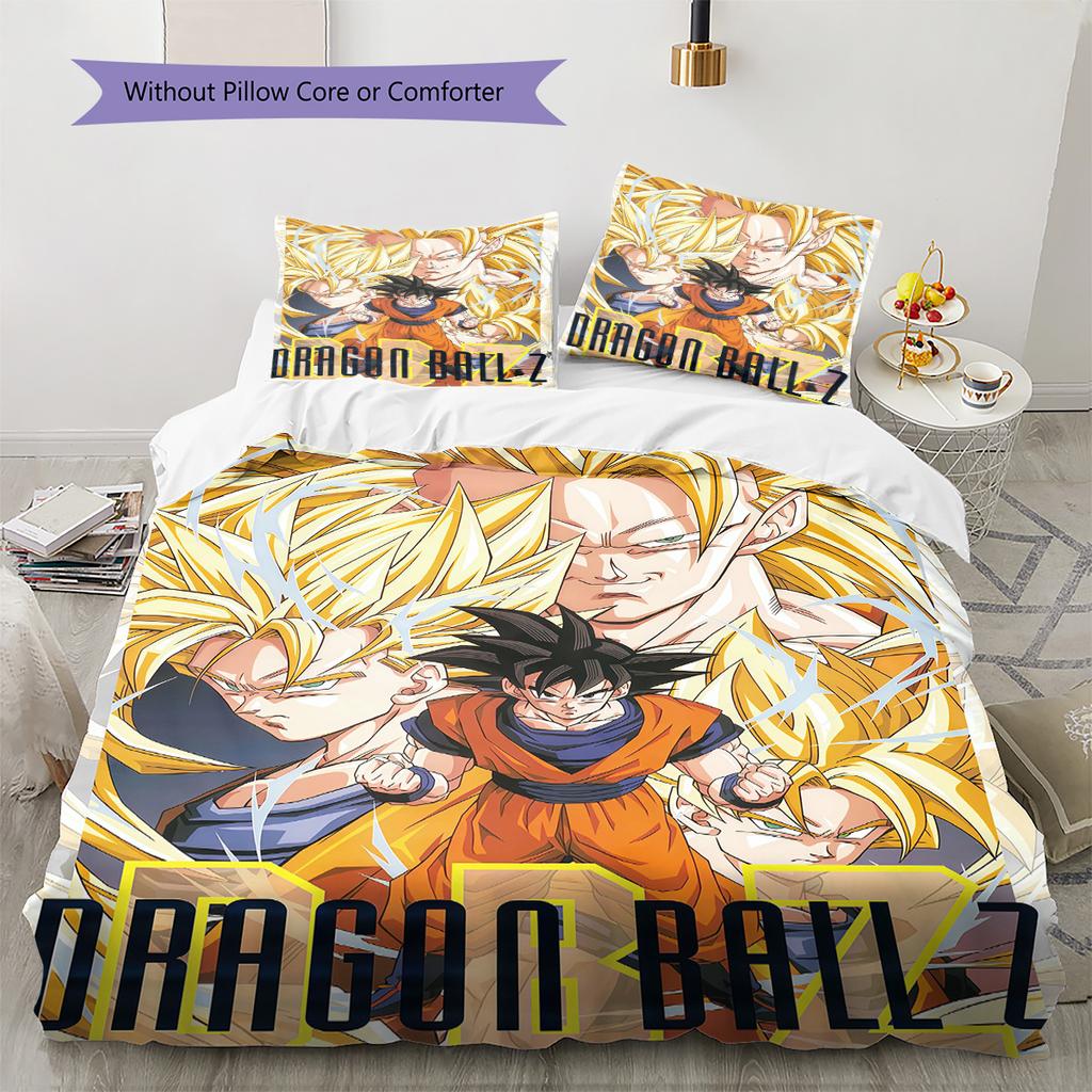Dragon Ball Energy Themed Bedding Set Soft Microfiber Duvet Cover Durable Breathable for Bedroom Hotel