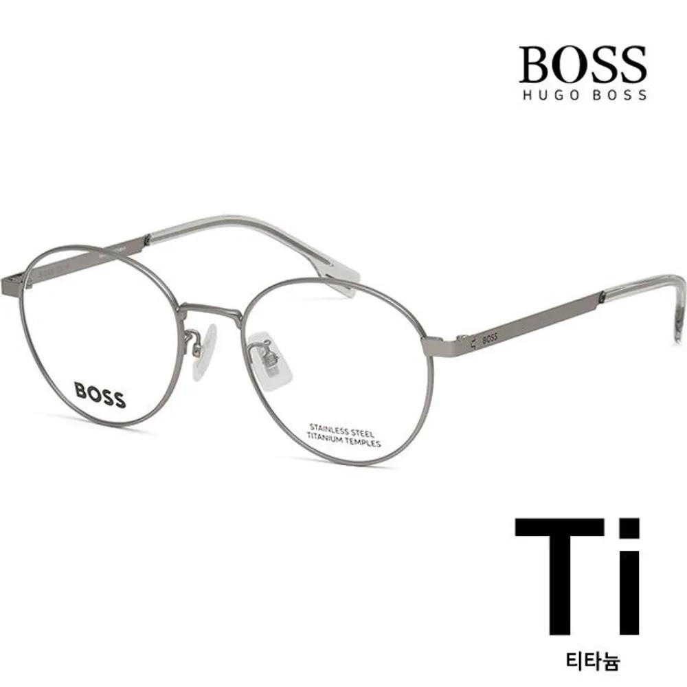 

Hugo Boss Titanium Eyeglass Frames BOSS1475F R81 Matte Silver Round Lightweight Silver Frames