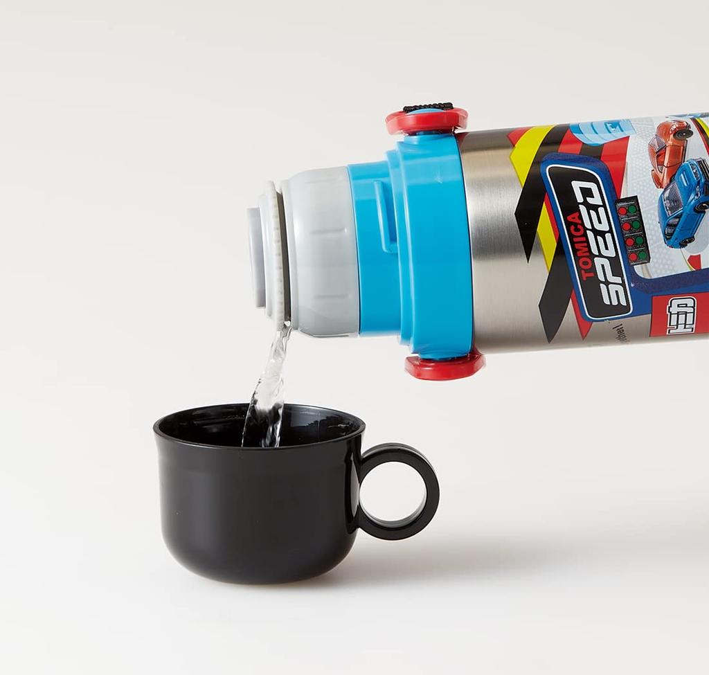 Skater Children's Stainless Steel Water Bottle, 2-Way Design, 580ml (Direct Drinking) and 570ml (Cup Drinking), Tomica 23 Design, Kid-Friendly and