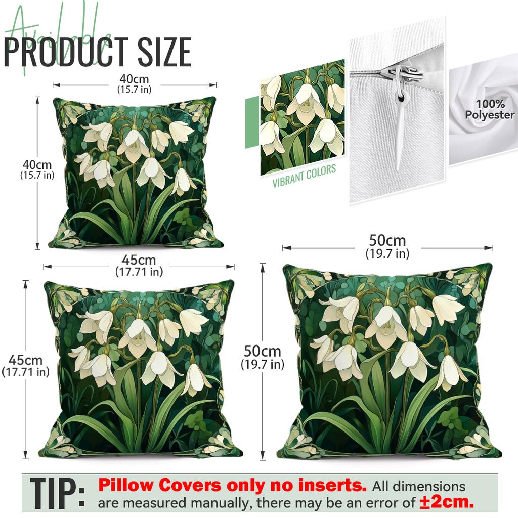 4pcs/set Valley Lily in Art Nouveau Cushions Pillowcase Polyester Cushion Cover Throw Pillow Pillowcover Home Car Sofa Decor