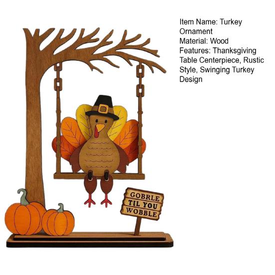 Gungande Kalkon Prydnad Thanksgiving Kalkon Bordsdekoration Rustik Kalkon Figur för Bondgård Hem Höstskördefest Dekor