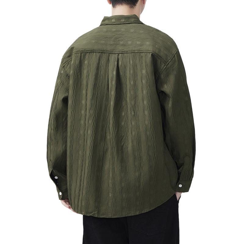 New Spring Japanese Retro Men's Loose Shirt Striped Casual American Shirt Jacket