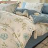 A Type Small Fresh Four-piece Set Ins Household Bed Sheet Quilt Cover Washed Cotton Double-layer Yarn Quilt Cover Bedding Three-piece Set