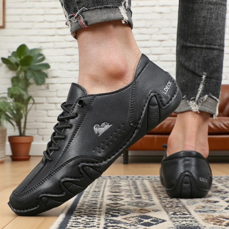 

Мужские мотоциклетные ботинки Модные уличные низкие плоские туфли Противоскользящая мягкая подошва Ретро лоферы Кроссовки для бега, тренировок, ходьбы 36 чёрный