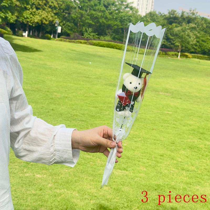 

3Pcs Party Supplies Home Decor Doctor Bear Artificial Flowers Bouquet For Valentine S Day Diy Gift Ornament Wedding Accessories A6