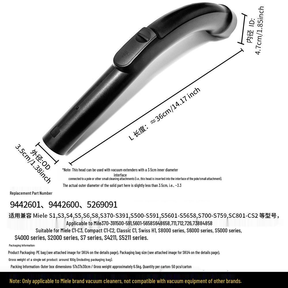 Compatible Miele Vacuum Cleaner Floor Brush Nozzle for S1/S2/S4/S5/S6/S8 Models