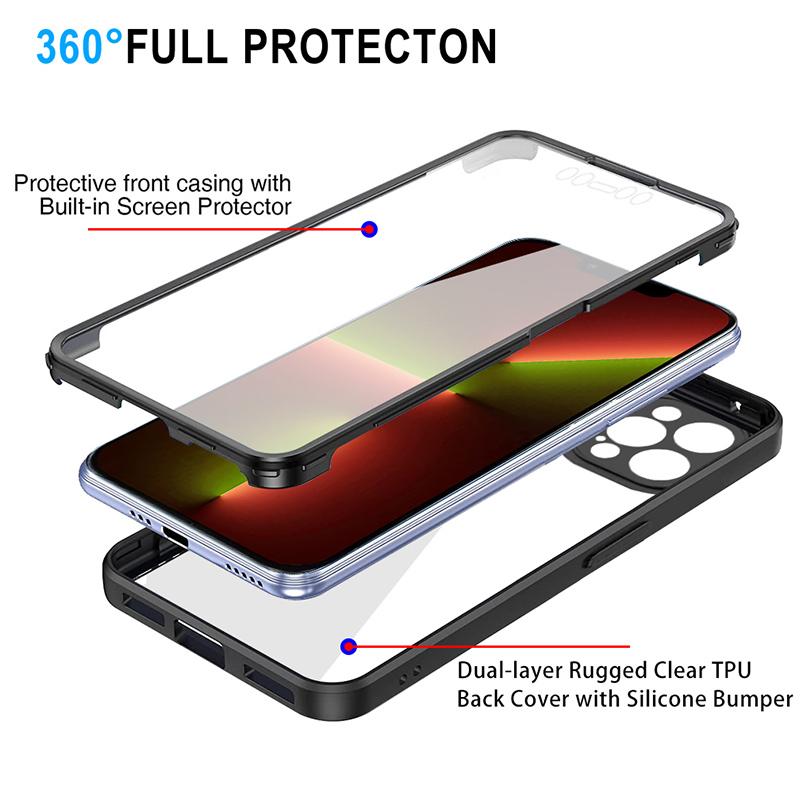 Clear 360 Full Wrap Phone Case for iPhone 16 15 14 Pro Max 13 12 11 SE2/SE3 Xr Xs 7 8 Plus Film With Lens Protection Back Cover