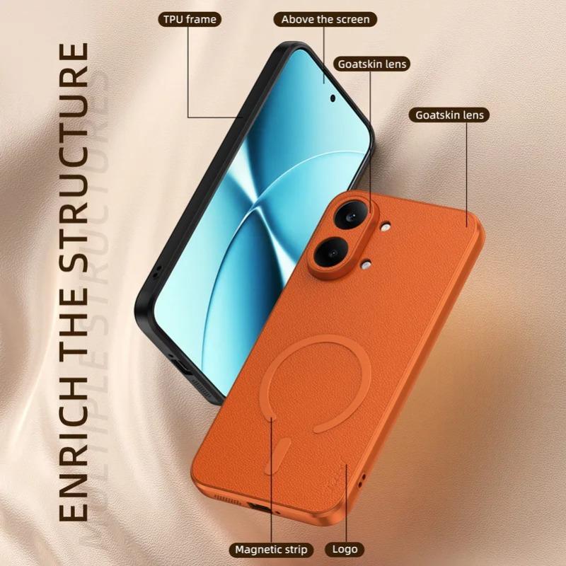 Luxury Goat Skin Leather Magnetic Ring Phone Case for POCO X8 Pro X8 Pro Max Redmi Turbo 5 5Max 4Pro K90/K80 Pro Max Back Cover