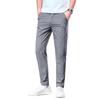 Summer Business Ice Silk Pants Straight Elastic Waist Black Gray Trousers Breathable Simple Male Clothing Casual Suit Pants