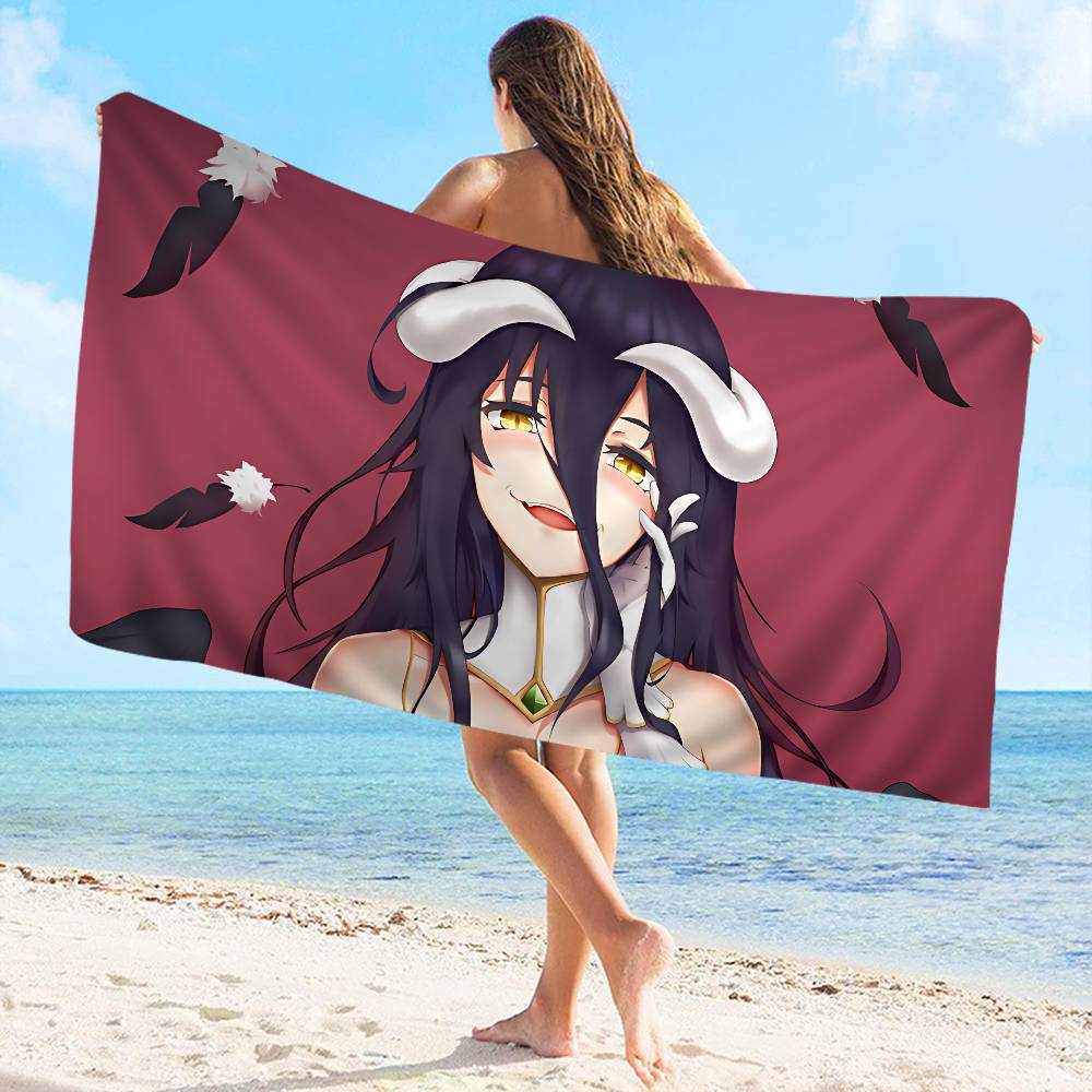 Gamer Albedo Anime Sexy Girls Beach Towel Colorful Bath Towels For Girl Microfiber Quick Dry Custom Sand Free Beach Yoga Spa