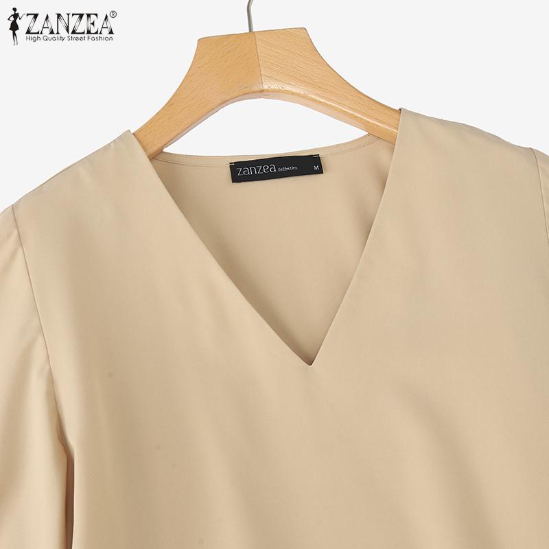 ZANZEA Women Summer V-Neck Flare Half Sleeve Loose Casual Blouse